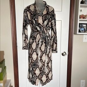 Express Snake Print Trench Coat - Black and Cream